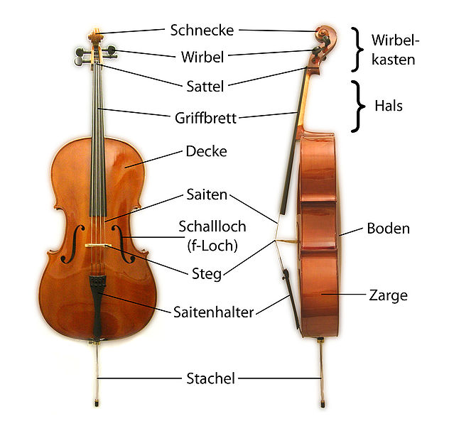 Geige lernen - eine simple Beschriftung genügt, und man kennt sich gleich schon viel besser mit dem Geigen Bau aus.