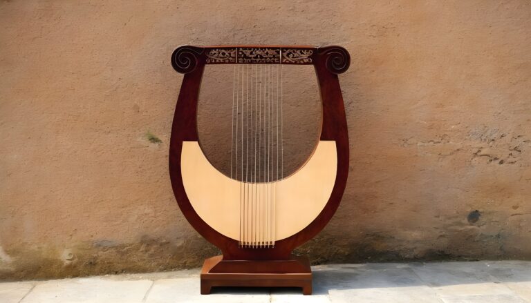 Dies ist die Lyra, ein beliebtes Instrument der Antike.